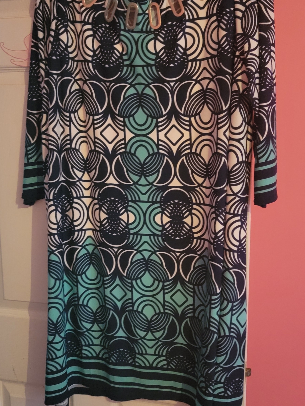 Just My Size Blue, Light Blue & White Abstract Print Dress
